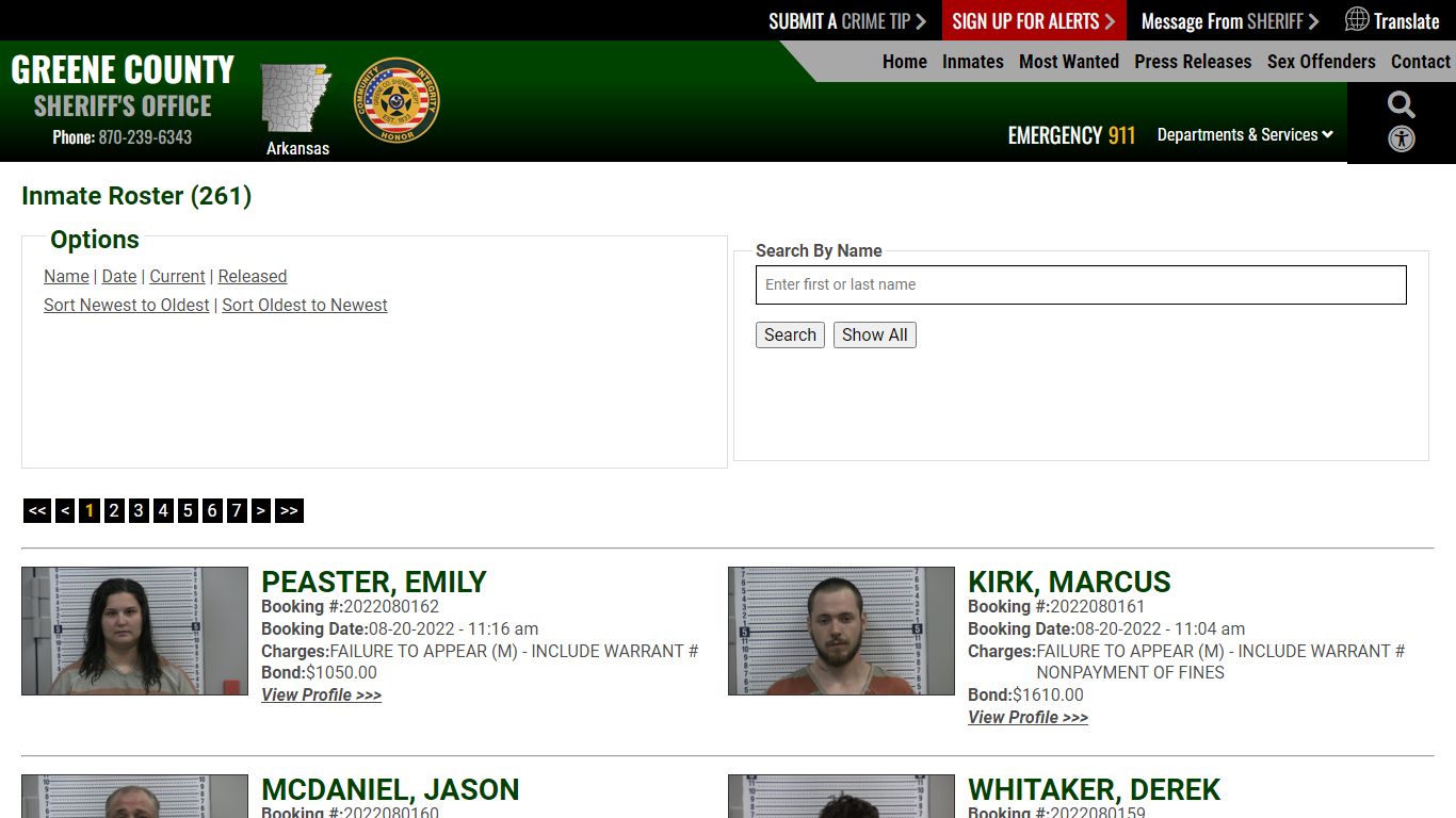 Current Inmates Booking Date Descending - Greene County